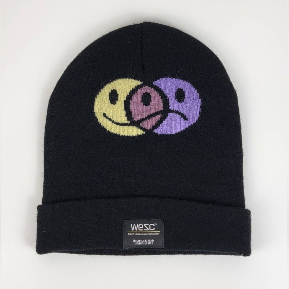 WESC PUNCHO FUNNY AND SAD FACE BEANIE
